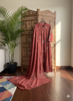 Rust Serenity Hand-Embroidered Kurta Set - Image 3