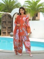 Tangerine Blossom Printed Kurta Set - Image 2