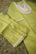 Olive Grace Embroidered Silk Kurta Set - Image 3