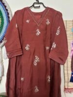 Rust Serenity Hand-Embroidered Kurta Set - Image 2