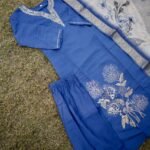 Azure Bloom Embroidered