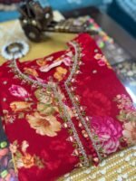 Crimson Bloom Embroidered Kurta Set - Image 4